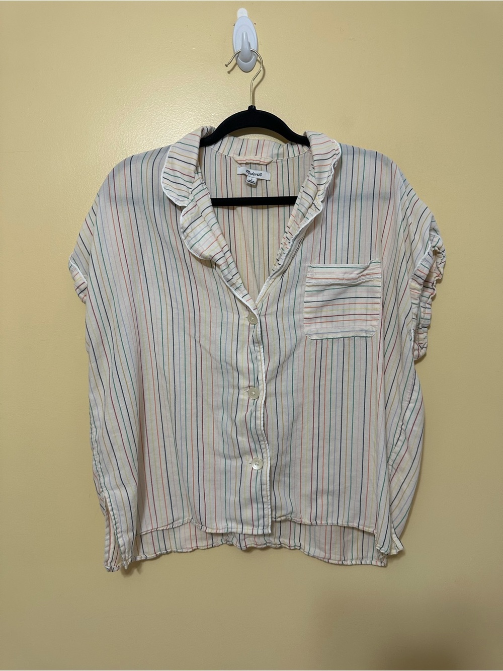 Madewell Daily Button Up Shirt Womens L Rainbow Stripe